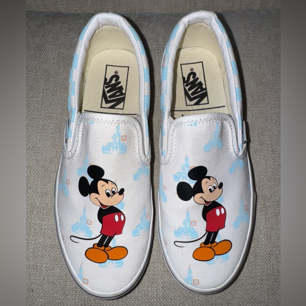 Vans X Disney 50th Anniversary Mickey Mouse Slip On Sneakers White/Blue Sz 5.5
